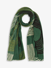 Echarpe imprimé graphique à bords effilochés - Vert - 1