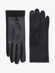 Gants unis bi-matière - Noir - 2