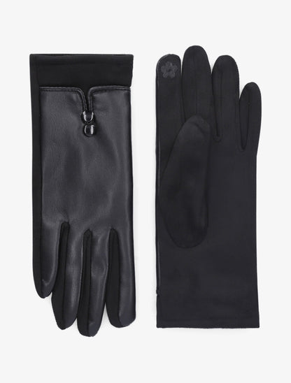 Gants unis bi-matière - Noir - 2