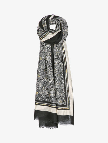 Foulard à imprimé oriental et détails irisés - Noir - 3