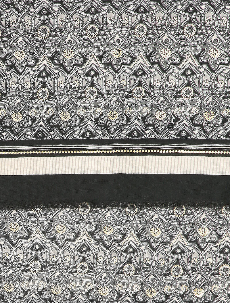 Foulard à imprimé oriental et détails irisés - Noir - 2