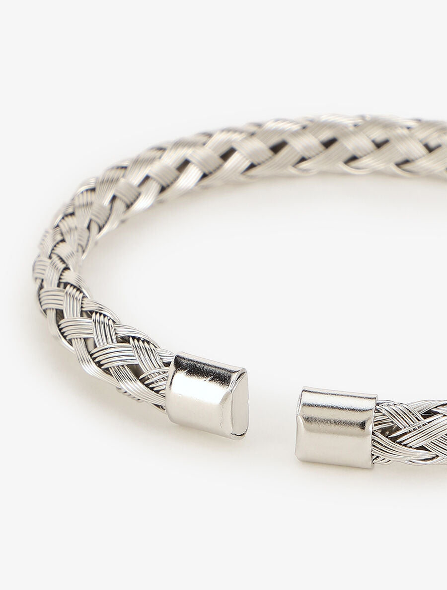 Jonc ouvert tressé - Argent - 3