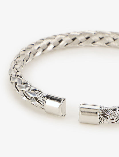 Jonc ouvert tressé - Argent - 3