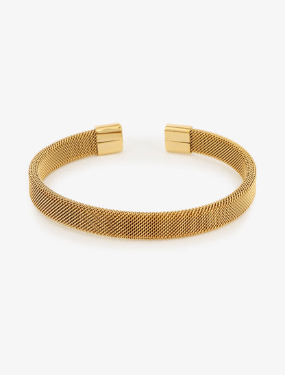 Jonc ouvert style maille polonaise - Or - 2