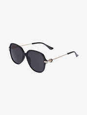 Lunettes de soleil oversize à strass - Noir - 1