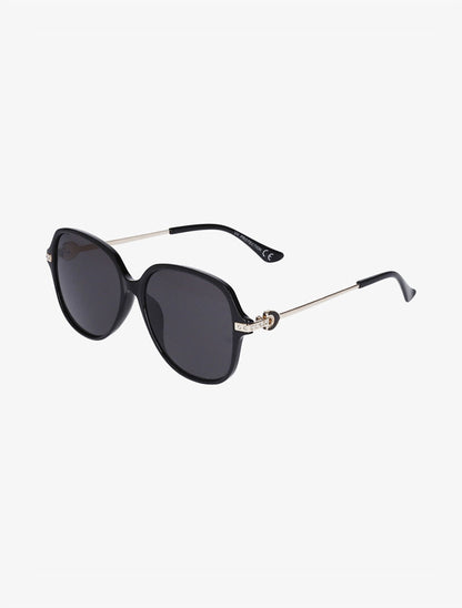Lunettes de soleil oversize à strass - Noir - 1