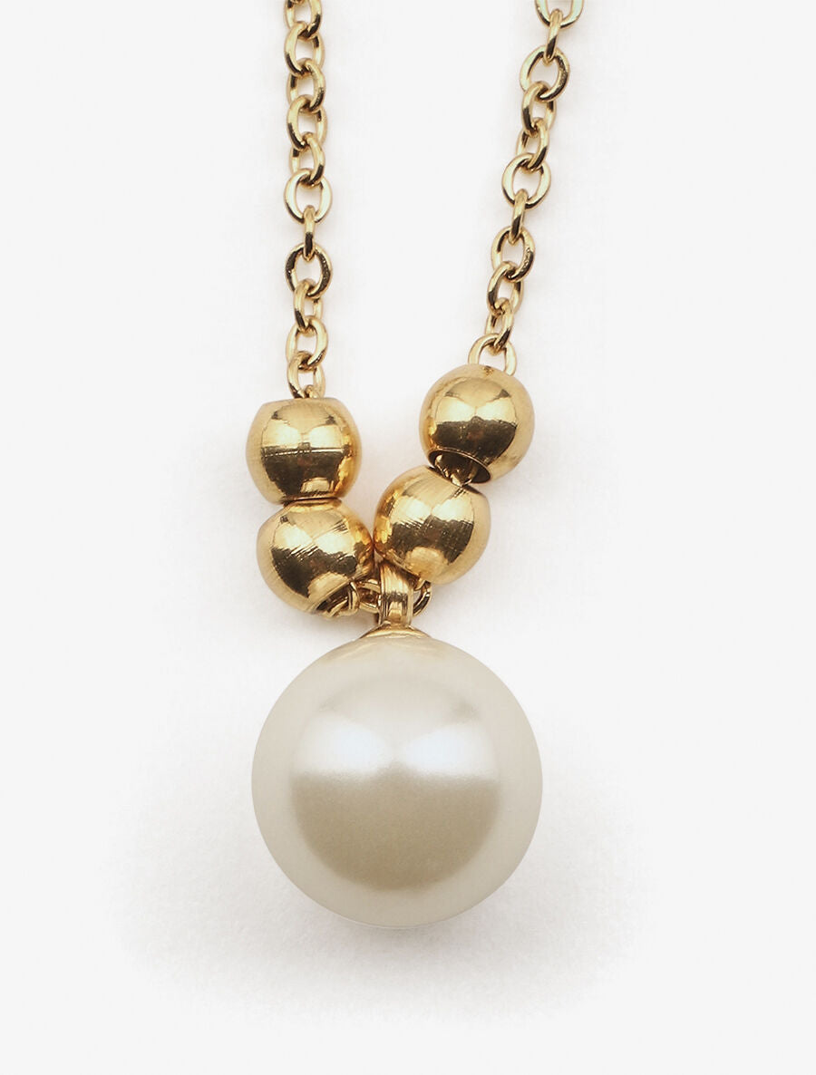 Collier à billes et perles blanche - Or - 3