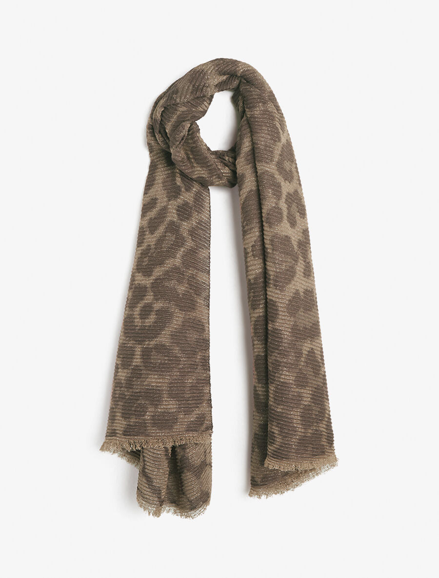 Foulard irisé imprimé guépard - Marron - 1