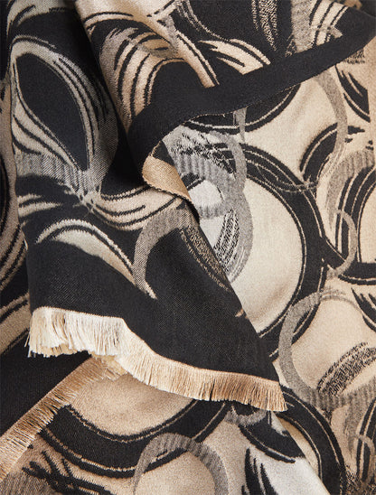 Echarpe imprimé cercles abstrait - Noir - 3