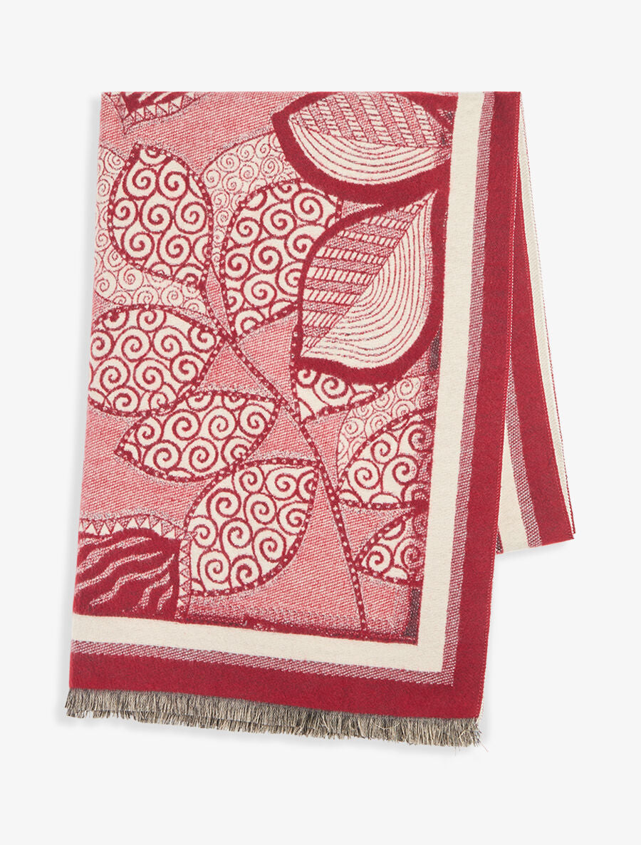 Foulard épais à imprimé plantes tropicales - Bordeaux - 2