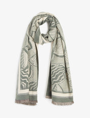Foulard épais à imprimé plantes tropicales - Kaki - 4