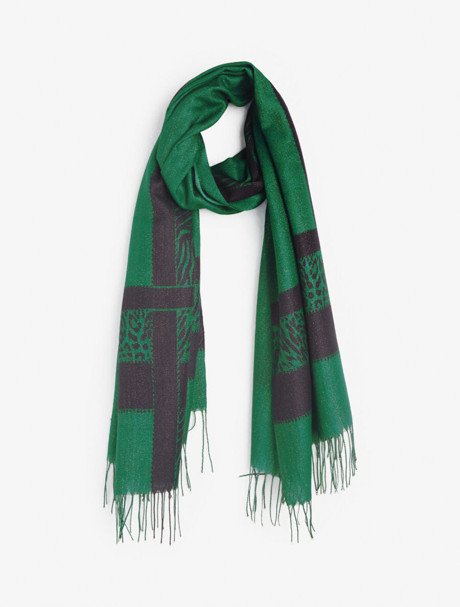 Foulard irisé bandes imprimées - Vert - 1