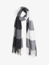Echarpe à carreaux et bords à franges - Noir - 4