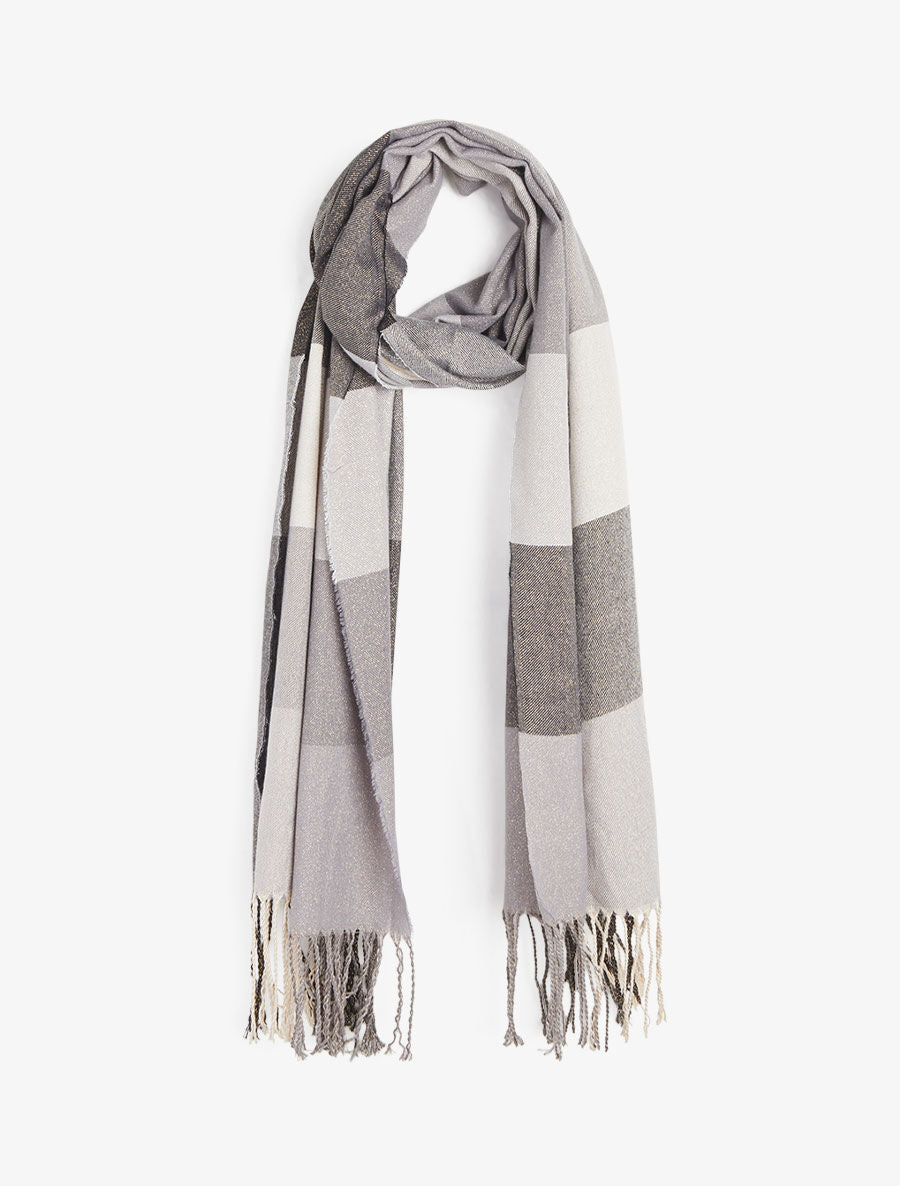 Foulard irisé imprimé carreaux - Noir - 4