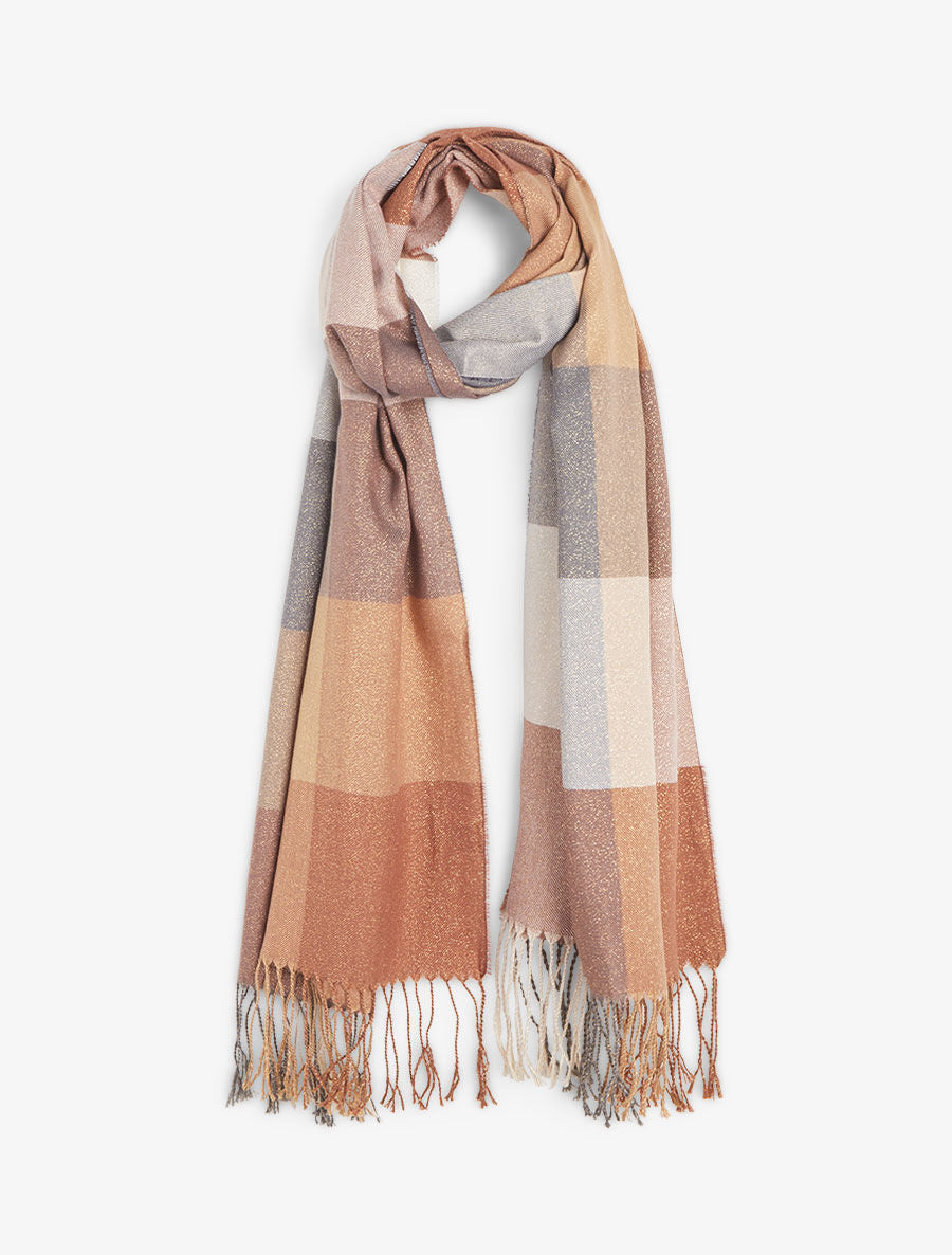 Foulard irisé imprimé carreaux - Camel - 4