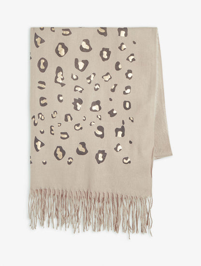 Foulard épais imprimé léopard irisé - Taupe - 2