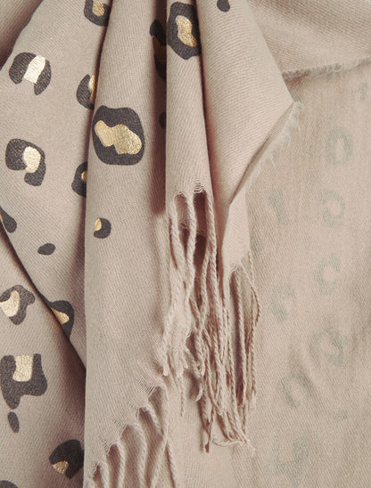 Foulard épais imprimé léopard irisé - Taupe - 3