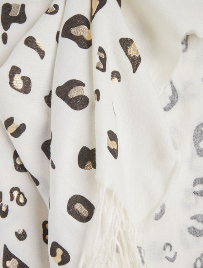 Foulard épais imprimé léopard irisé - Écru - 3