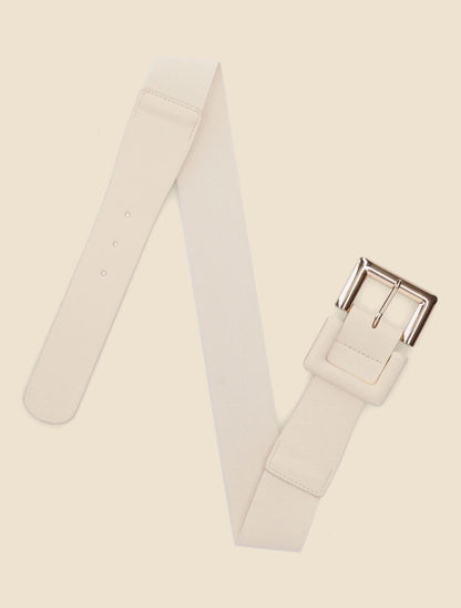 Ceinture élastiquée à boucle carrée - Beige - 1