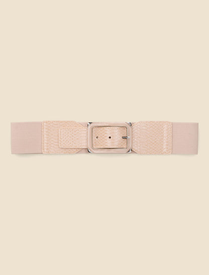 Ceinture python à boucle carrée - Rose poudré - 2