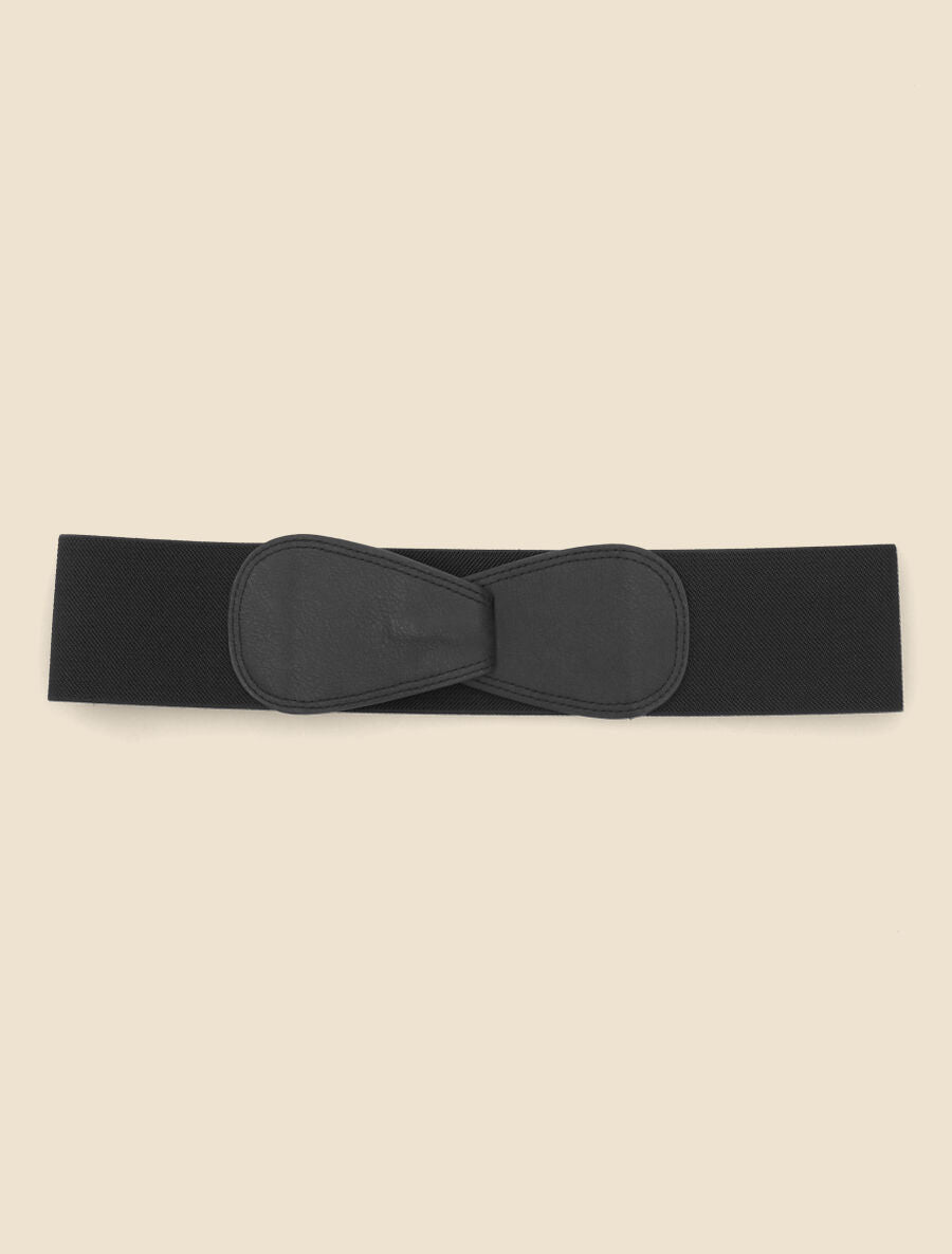 Ceinture en simili et tissu - Noir - 2
