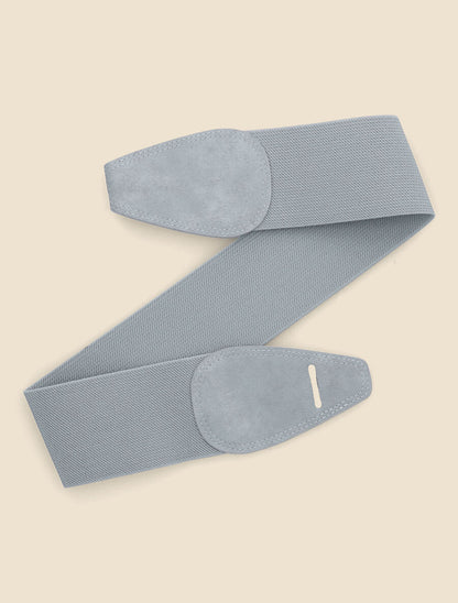 Ceinture en simili et tissu - Bleu clair - 3