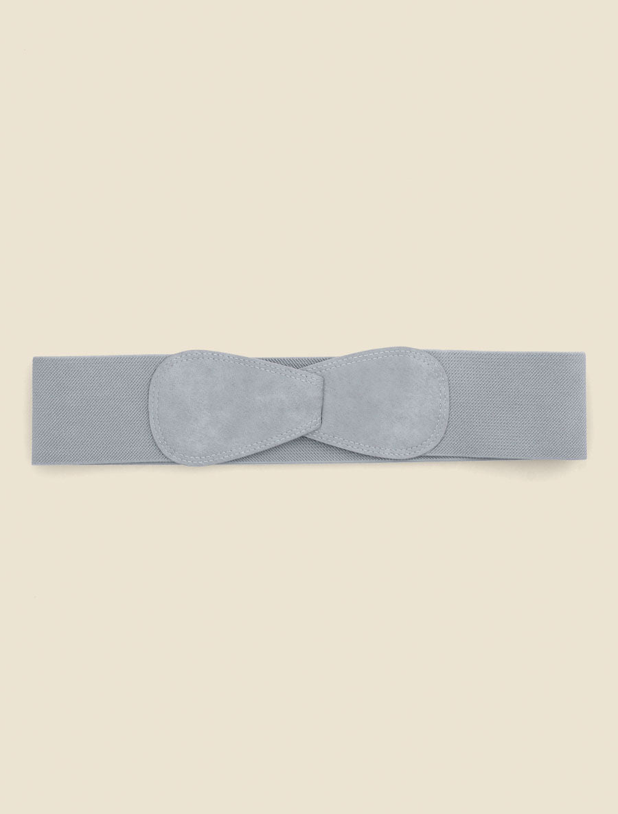 Ceinture en simili et tissu - Bleu clair - 2