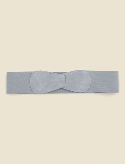 Ceinture en simili et tissu - Bleu clair - 2