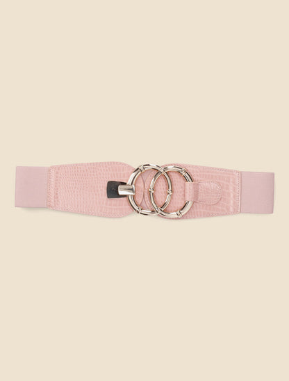 Ceinture croco à boucle ronde - Rose - 2