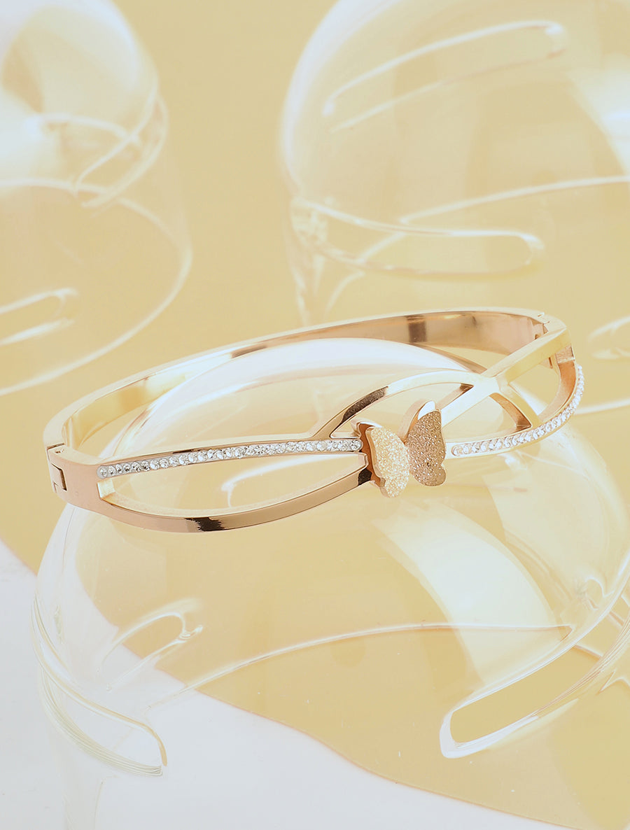 Jonc papillon et strass - Rose gold - 1