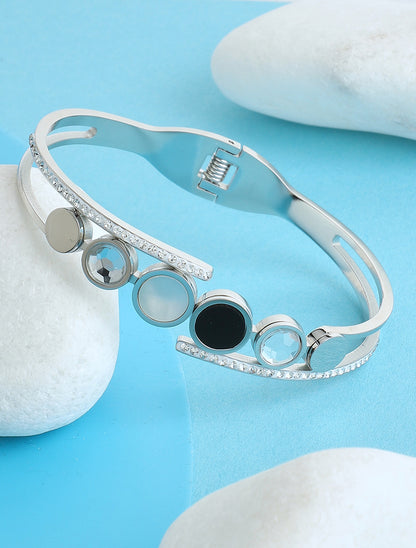 Jonc fantaisie à strass - Argent - 1