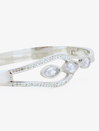 Jonc à strass en amande - Argent - 3