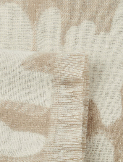 Echarpe duveteux à imprimé frantaisie - Taupe - 3
