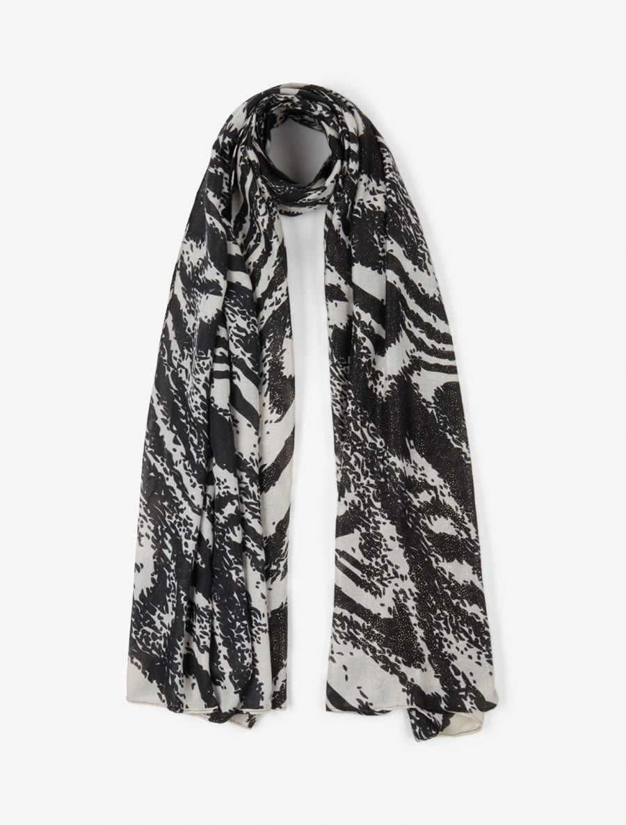 Foulard à imprimé abstrait pailleté - Noir - 1