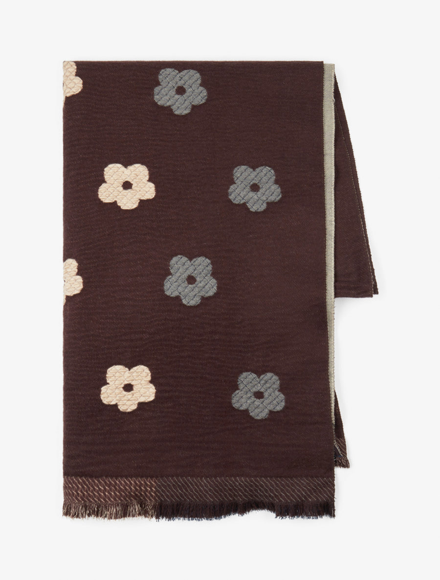 Echarpe à motif fleurs - Marron - 2