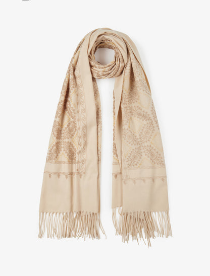 Echarpe à imprimé tapisserie - Beige - 1