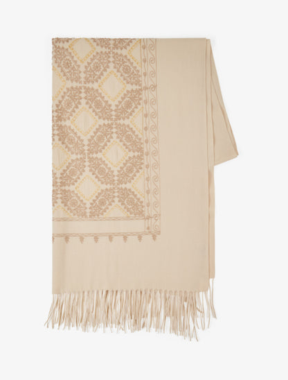 Echarpe à imprimé tapisserie - Beige - 2