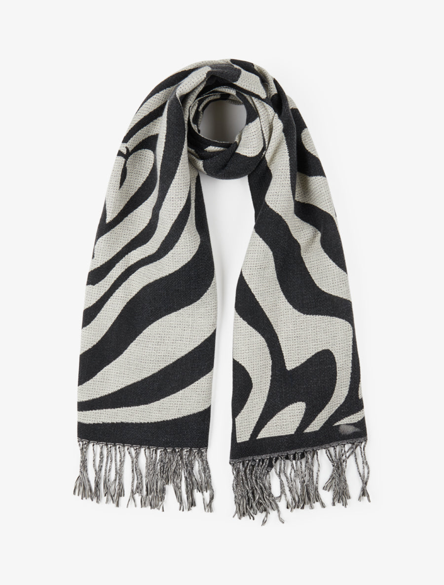 Echarpe à imprimé coeurs concentriques - Noir - 1