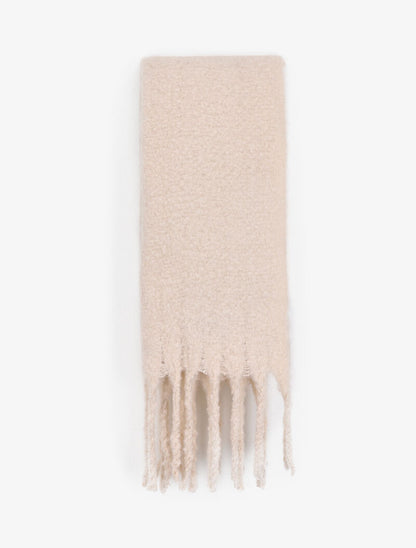 Echarpe duveteuse à franges - Écru - 2