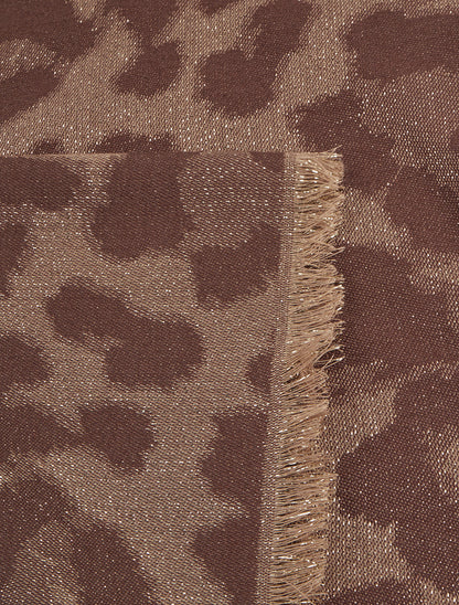 Foulard imprimé léopard irisé à bords effilochés - Marron - 3