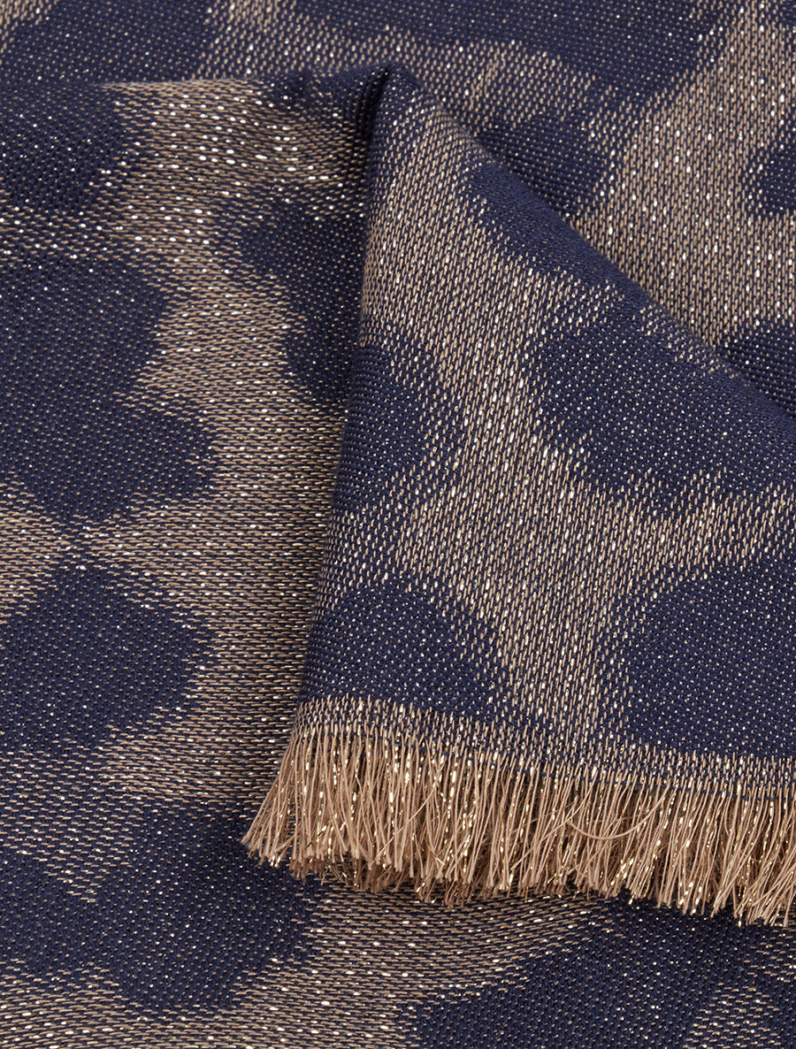 Foulard imprimé léopard irisé à bords effilochés - Marine - 3