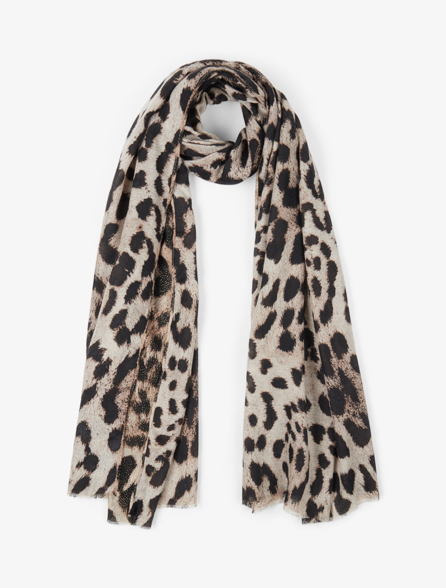Foulard irisé imprimé léopard - Beige - 1