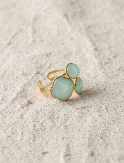 Bague ornée de trois pierres - Vert d&