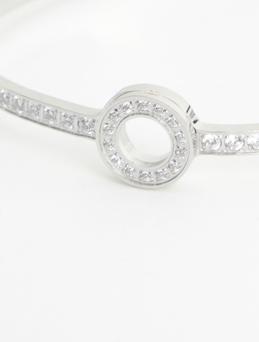Jonc motif cercle à strass - Argent - 3