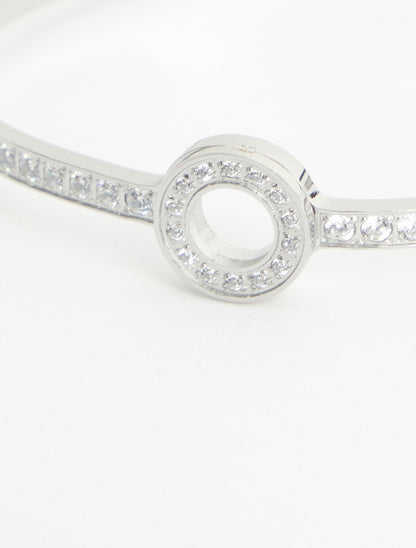 Jonc motif cercle à strass - Argent - 3