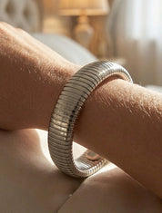 Jonc élastiqué strié - Argent - 1
