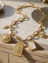 Collier fantaisie à motifs coeur et pierre colorés - Beige - 1