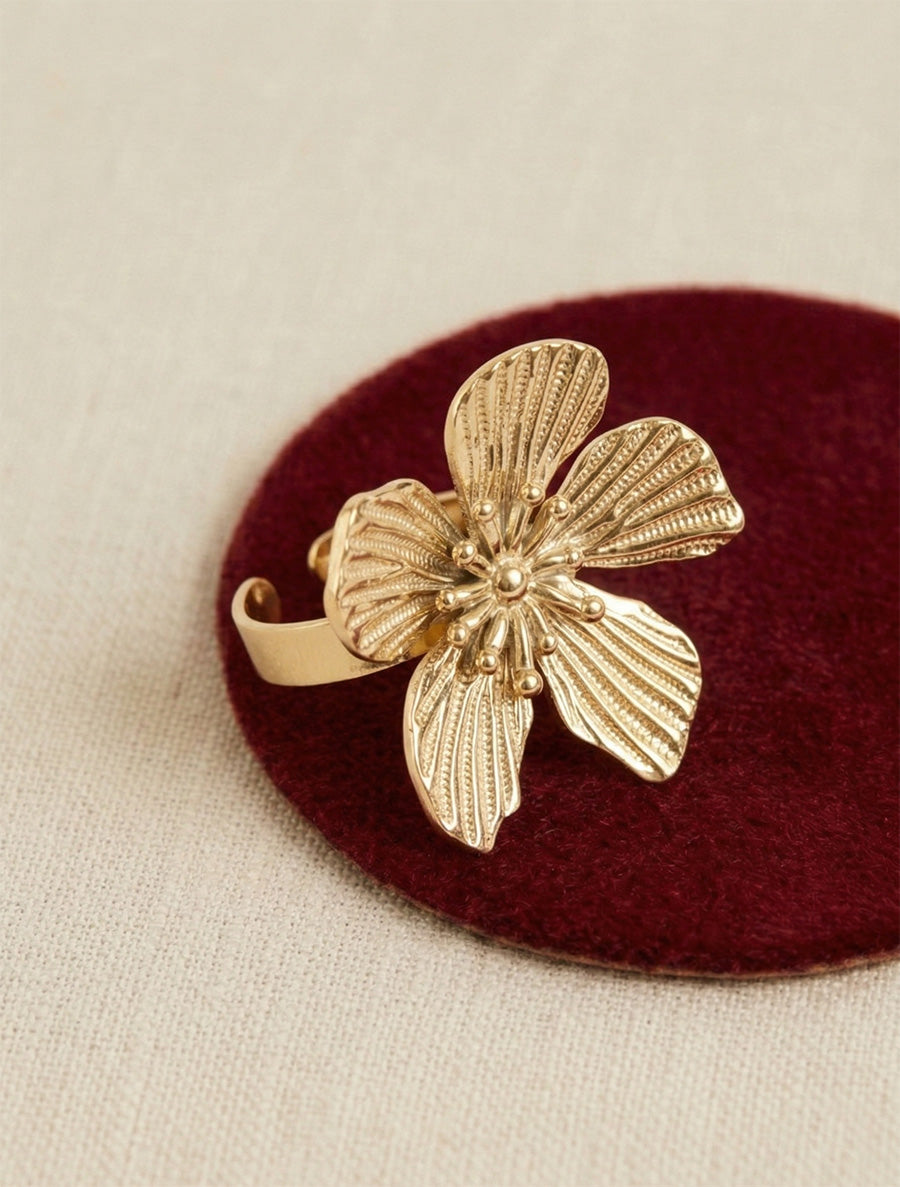 Bague grande fleur - Or - 1