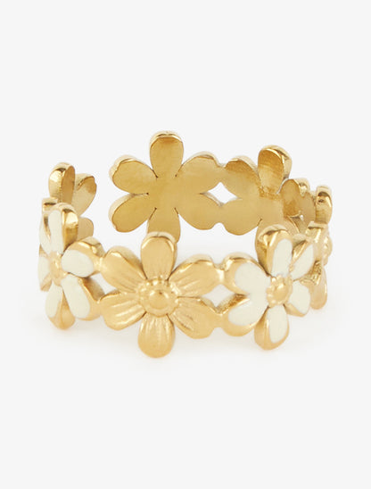 Bague ajustable à fleurs - Or/jaune - 2