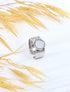 Bague ajustable à rond nacré - Argent - 1